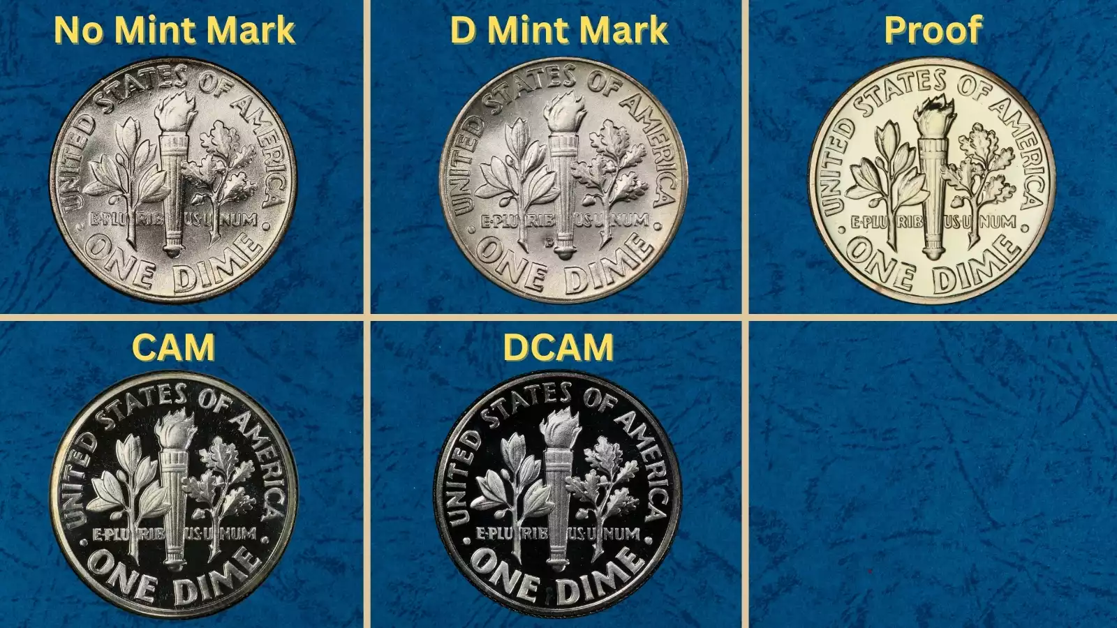 Group of 1962 Roosevelt silver dimes from Philadelphia and Denver mints showing various grades